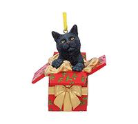 Nemesis Now Lisa Parker Present Décoration de Noël en résine Motif Chat Noir 9 cm