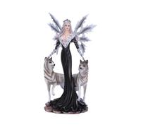 Nemesis Now Statue de fée gothique fantastique avec loup blanc - Figurines en résine peintes à la main pour collectionneurs, cadeaux et décoration d'intérieur - Protecteur du paquet 24,1 cm