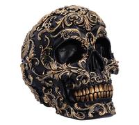Nemesis Now Crâne Renaissance de 19 cm, résine, Noir et Or, Motif de Style Baroque doré, Ornement de, décoration Gothique, moulé dans la résine la Plus Fine, habilement Peint à la Main