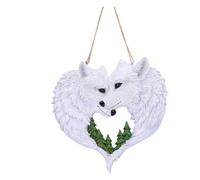 Nemesis Now Sculpture murale à suspendre Snow in Love en résine blanche de 20 cm, décoration murale à suspendre, loup, cadeau loup, coulée dans la meilleure résine, peinte à la main, U6736A24