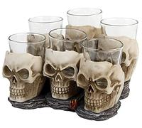Nemesis Now – Lot de 6 verres à shot Six Shooter Skulls – Polyrésine Ivoire 14 cm