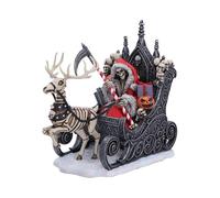 Nemesis Now Slay Bells Figurine gothique de Noël en forme de traîneau - Peinte à la main - Faucheuse squelettique du Père Noël en polyrésine - Cauchemars silencieux - 16 cm