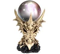 Nemesis Now Squelettal Realm Dragon Skull and Light Up Orb Figure Polyresin Natural Bone Colour One Size