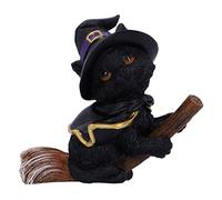 Nemesis Now Tabitha Figurine Familiar Chat Noir et bâton à Balai Petite sorcière 11 cm