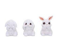 Nemesis Now – Figurines 'Trois Lapins de la Sagesse' en résine, peintes à la main