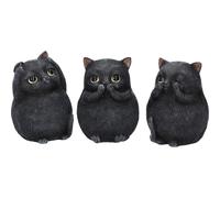 Nemesis Now Three Wise Fat Cats 8.5cm Figurine, Resin, Black