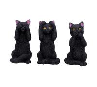Nemesis Now U4802P9 - Trois Figurines de Chats de la Sagesse, Noires, 8,5 cm