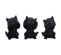 Nemesis Now Three Wise Kitties Figurine Chat Noir en résine Inscription See No Hear No Speak No Evil 8,8 cm