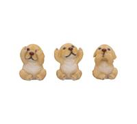 Nemesis Now Three Wise See No Evil Hear No Evil Speak No Evil Figurines, adorables objets de collection en résine peints à la main et cadeau - Labradors dorés