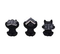 Nemesis Now - Ensemble de 3 figurines Trois Chats de la Sagesse 8,5 cm - Résine Noir Occultes