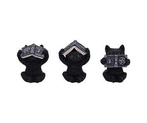 Nemesis Now Trois Chats de la Sagesse 8,5 cm, en résine, Noir, Trois Figurines de Chatons de la Sagesse, Ensemble de Trio de Figurines de Chatons occultes, Produit moulé dans la résine la Plus Fine,