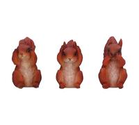Nemesis Now Trois écureuils de la sagesse 9 cm, résine, rouge, trois écureuils rouges de la sagesse, ensemble de trio de figurines d'écureuils occultes, cadeau d'écureuil, coulé dans la résine la plus