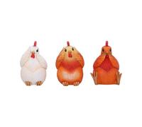 Nemesis Now Trois figurines Wise See No Evil Hear No Evil Speak, adorables objets de collection en résine peints à la main et cadeau - Poules