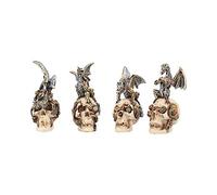 Nemesis Now Figurines U3830K8 Mind Machines - Lot de 4 têtes de mort de dragon blanc 10,5 cm