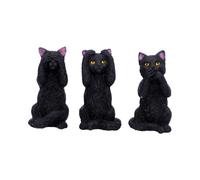Nemesis Now Statuette U4802P9 – Trois chats de la sagesse, polyrésine, noirs, 8,5 cm