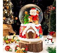 NEMMXUB Boule à Neige Père Noël - Lumières LED à Changement de Couleur, Arbre de Noël, Boîte à Musique, Boule en Cristal pour Table 13.5x8.5cm