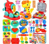 NEMMXUB Pate a Modeler, 52 pièces Pâte À Modeler pour Enfants, Accessoires en Pâte à Modeler pour Créer des Hamburgers et des pizza, Pâtes, Outils de Pâte À Modeler, avec 12 Pots de Pate a Modeler