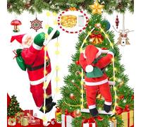 NEMMXUB Père Noël, Pere Noel Decoration Exterieur, Échelle d'escalade du Père Noël avec 3m Guirlandes Lumineuses LED, Escalade de noël Santa, Décoration Arbre de Noël intérieur/extérieur Décoration