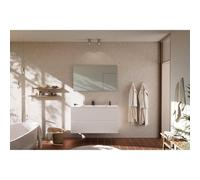 Nemo Go Ensemble de meuble - 120x65x45.5cm - 2 tiroirs - sans poignée - 2 vasque Blanc mat - 2 trous de robinet - avec miroir - MDF standard white SW646690 - SW404481 - SW403272 - SW452208