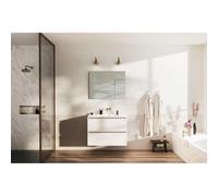 Nemo Go Ensemble de meuble - 60x65x45.5cm - 2 tiroirs - sans poignée - 1 vasque Blanc brillant - 1 trous de robinet - avec miroir - MDF standard white SW796950 - SW404481 - SW403280 - SW289005