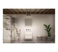 Nemo Go Ensemble de meuble - 60x65x45.5cm - 2 tiroirs - sans poignée - 1 vasque Blanc brillant - 1 trous de robinet - avec armoire toilette - MDF standard white SW796959 - SW404481 - SW452458 - SW2889