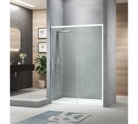 Nemo Pina porte coulissante 120x200cm avec panneau fixe 6mm Verre de sécurité clair avec anti-calcaire à gauche et à droite Blanc X09.001.088.VM