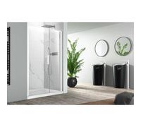 Nemo Pina Xl porte pivotante 110x200cm avec panneau fixe 6mm verre de sécurité transparent avec anticalcaire gauche et droite Blanc 444.003.088.VM