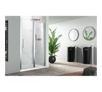 Nemo Pina Xl porte pivotante 130x200cm avec panneau fixe 6mm Verre de sécurité clair avec anticalcaire gauche et droite Chrome 443.006.011.VM