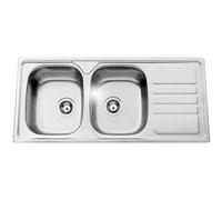 Nemo Spring Bourgogne évier encastré avec 2 cuves avec égouttoir inox réversible 1160x500x170mm avec kit de fixation bonde avec garniture de trop-plein sans siphon 241705