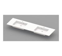 Nemo Spring Coste Lavabo pour meuble avec 2 vasques 180x50x20cm avec 2 trous de robinet et trop-plein marbre artificiel blanc 930960