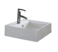 Nemo Spring Jaipur lavabo à poser 465 x 466 x 145 mm porcelaine blanc carré trou de robinet pré-percé central avec trop-plein arrière non émaillé TR4032