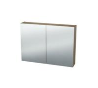 Nemo Spring Nebulo armoire de toilette luxe - 70x65x17.8cm - 2 portes miroir double face - étagères en verre - avec prise - sans interrupteur - couleur : F988 W04 Béton brut 20037048