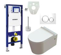 Nemo Spring Nemo Spring Moon pack WC suspendu - Geberit Systemfix - élément de montage - plaque de déclenchement Geberit Sigma 20 blanc brillant chromé - kit d'isolation Geberit modérateur de débit -
