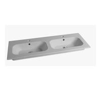 Nemo Spring Nubes Twin Plan lavabo avec 2 vasques et trou de robinet 121x46.5x17cm porcelaine avec trop-plein blanc mat QS12D46151