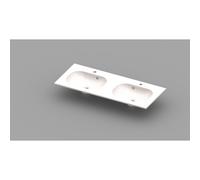 Nemo Spring Ovum Lavabo pour meuble avec 2 vasques 120x50x20cm avec 2 trous de robinet et trop-plein marbre artificiel blanc 930967