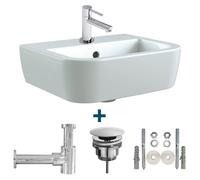 Nemo Spring Sun kit lave-mains 40x32.5x16.5cm avec trop-plein incluant robinet d'eau froide 14cm et siphon porcelaine blanc sw10088/sw10735/sw21230/sw285879/sw290278/