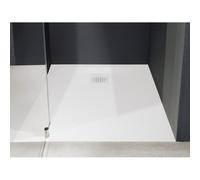 Nemo Spring Trendy receveur de douche 200x90x3cm Pietrablu blanc antidérapant antibactérien résistant aux rayons UV avec bonde et plaque de recouvrement en blanc 89614484-1001