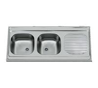 Nemo Start Bordeaux Evier à poser - 2 Bacs - Égouttoir - Réversible - 120x60cm - Sans Kit de Fixation - Sans Siphon - Inox 241776