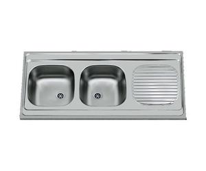 Nemo Start Bordeaux Évier de cuisine à poser - 2 bacs - égouttoir - réversible - 120x60cm - sans kit de fixation - bonde - garniture de trop-plein - sans siphon - inox 241776