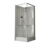 Nemo Start Lilou cabine de douche entrée d'angle 90x90cm avec portes coulissantes avec receveur de douche acrylique blanc profilé et verre transparent CLLA90T-1AA