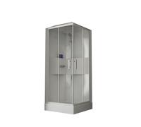 Nemo Start - Lilou Plus - cabine de douche complète - 2 portes coulissantes - verre de sécurité 6 mm - réversible - receveur de douche acrylique 90x90 - avec toit - douche de pluie - carré - blanc bri
