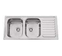 Nemo Start Mdoc évier encastré en acier inoxydable poli épaisseur 0,6 mm 2 bacs avec égouttoir 1160 x 500 mm réversible complet 241729