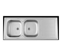 Nemo Start Merlot évier à poser avec 2 bacs avec égouttoir acier inoxydable réversible 1200x500 mm bouchons avec garniture de trop-plein sans siphon 241778