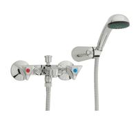 Nemo Start riga mitigeur bain avec deux poignées et douchette montage mural chromé 17.012-CROM