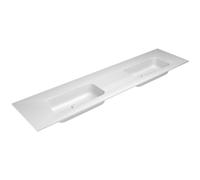 Nemo Stock par Falper Fin meuble lavabo jumeau avec 2 lavabos ceramilux avec trou de vidage sans trop-plein sans trou de robinet L2005 x W505 x H143 mm blanc mat 100512