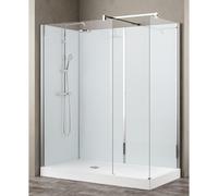 Nemo Stock vidrio walkinn 160 x 90 cm receveur de douche blanc siphon d 90 pieds retrait murs blancs murs en verre transparent profil matchroom h 195cm montage en surfacetherm douchette à main pluie r