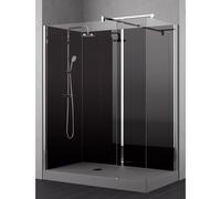 Nemo Stock vidrio walkinn 160x90 cm receveur de douche gris siphon d90 jeu de pieds parois arrière parois en verre noir transparent profil matchroom h195cm montage en surfacetherm douchette à main plu