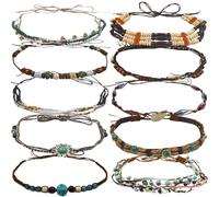 nemokamai Lot de 10 bandeaux de chapeau de cowboy pour chapeaux Fedora en feutre de paille occidentale pour hommes et femmes, ceinture de rechange vintage multicolore, multicolore, taille unique