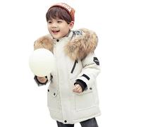 Nemopter Enfant Garçon Veste d'hiver Chaud Manteau Mi Longue Doudoune à capuche Fourrure Jacket
