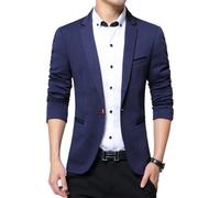 Nemopter Homme Veste Casual Elegant Slim Fit Blazer Un Bouton Costume Jacket Homme Blazer Vestons, Bleu, M